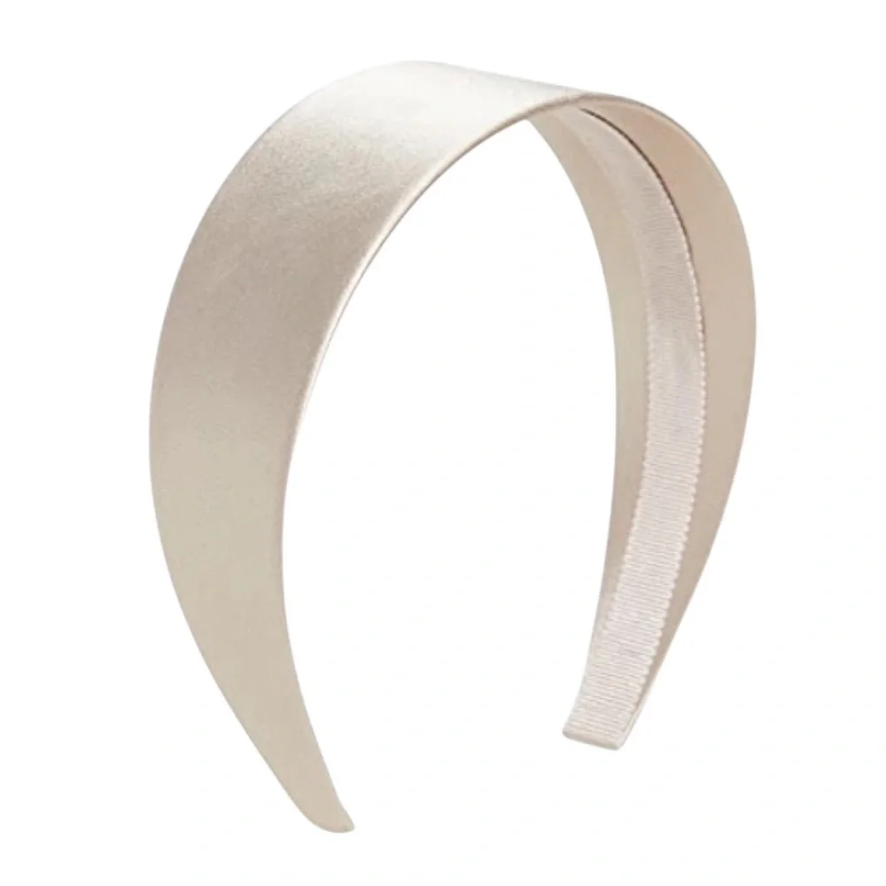Jennifer Behr Layla Luxurious Satin Headband in a Neutral Oyster Color- O/S